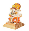 "Handmade ceramic Ganesha idol designed for car dashboard decor, symbolizing wisdom, prosperity, and protection during travels."