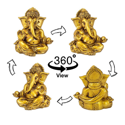 Handmade Ganesha idol for car dashboard, crafted from resin, 5 cm tall, designed to bring blessings and protection on the road