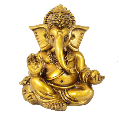 Handmade Ganesha idol for car dashboard, crafted from resin, 5 cm tall, designed to bring blessings and protection on the road