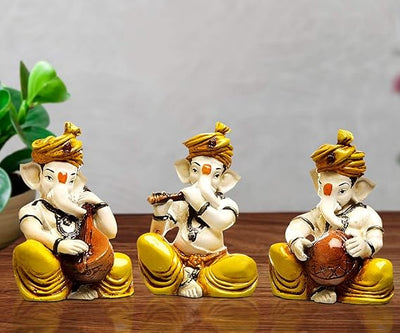 Handmade Ganesha idol made of premium resin, showcasing intricate details, perfect for home decor and spiritual altars.