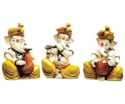 Handmade Ganesha idol made of premium resin, showcasing intricate details, perfect for home decor and spiritual altars.