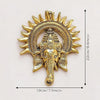"Handmade Ganesha idol in metal, showcasing intricate craftsmanship and design, perfect for wall hanging or home altar decoration."