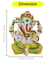 Handmade Ganesha idol, 14 cm tall, crafted from plastic, featuring vibrant colors and intricate details, perfect for home altar decor.