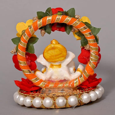 Handmade Ganesha idol crafted from high-quality resin, featuring intricate details, perfect for home and car decoration, symbolizing prosperity and wisdom.