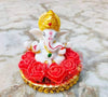 Handmade Ganesha idol crafted from premium marble, weighing 300 grams, measuring 10.16x10.16 cm, ideal for home altar or car décor, symbolizing wisdom and prosperity.