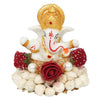 Handmade Ganesha idol crafted from durable resin, weighing 400 grams, measuring 8x8x8 cm, ideal for home altar or car décor, symbolizing wisdom and prosperity.