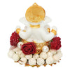Handmade Ganesha idol crafted from durable resin, weighing 400 grams, measuring 8x8x8 cm, ideal for home altar or car décor, symbolizing wisdom and prosperity.