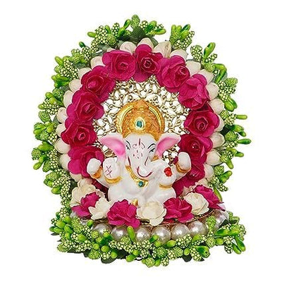 Handmade Ganesha idol made from durable resin, 600 grams, compact 15x10x15 cm size, perfect for home altar or car décor, symbolizing wisdom and prosperity.