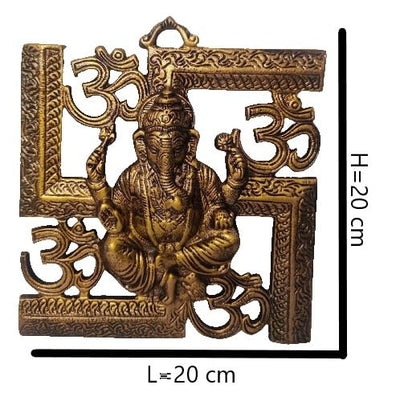 Handmade aluminum Ganesha idol, wall hanging, showcasing intricate craftsmanship and vibrant design.