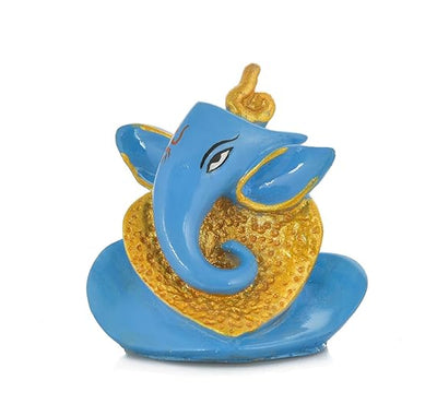 Handmade Ganesha idol in resin for car dashboard, measuring 5.1 cm x 5.1 cm x 7.6 cm, perfect for bringing blessings on the road