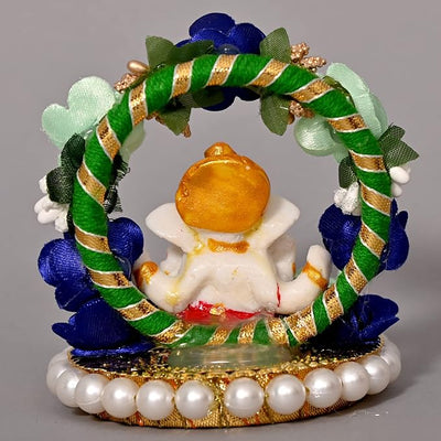 Handmade Ganesha Idol in resin, symbolizing prosperity and wisdom, perfect for home or car decoration
