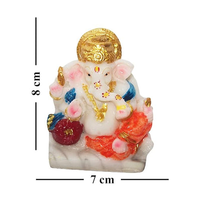 Handmade resin Ganesha idol, 8.5cm tall, beautifully detailed, ideal for home altar, car dashboard, or as a spiritual gift