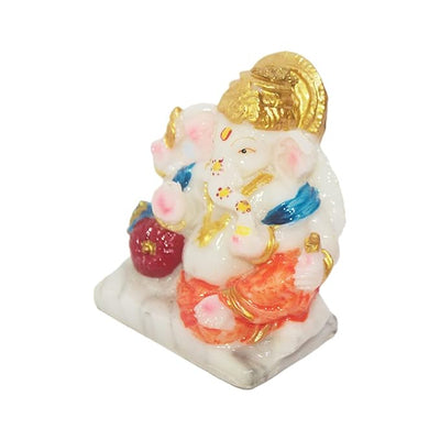 Handmade resin Ganesha idol, 8.5cm tall, beautifully detailed, ideal for home altar, car dashboard, or as a spiritual gift