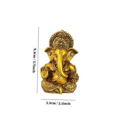 Handmade Ganesha idol in resin, measuring 9.3 cm, perfect for home altars and car dashboards