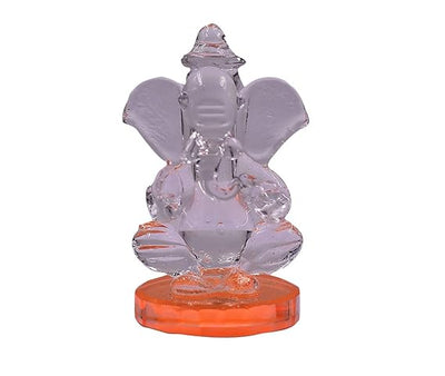 Handmade 180g glass Ganesha idol for car dashboard or home altar, symbolizing wisdom, prosperity, and peace in Hinduism.