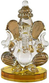 Handmade glass Ganesha idol, elegantly designed, depicting Lord Ganesha, ideal for pooja car and spiritual decor."