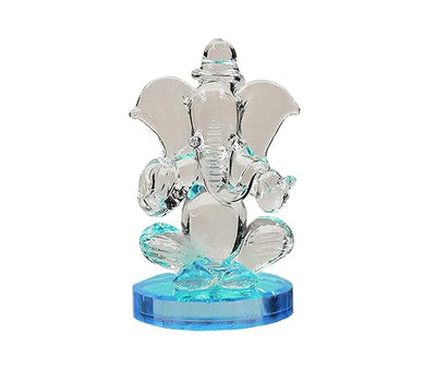 Handmade 400g glass Ganesha idol for car dashboard or home altar, symbolizing prosperity, wisdom, and peace in Hinduism.