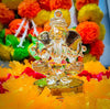 Handmade glass Ganesha idol, elegantly designed, depicting Lord Ganesha, ideal for pooja car and spiritual decor."