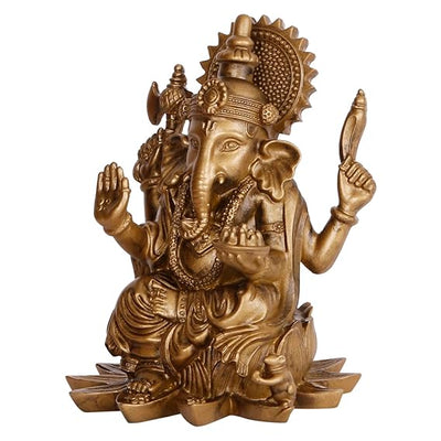 Handmade Lord Ganesha idol crafted from high-quality resin, featuring intricate details and a captivating design, perfect for home or altar decor