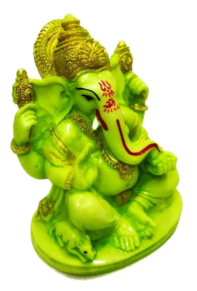 Handmade Lord Ganesha idol made of stone, featuring intricate details, ideal for altars and home decor. Dimensions: 7.5L x 2.5W x 11H