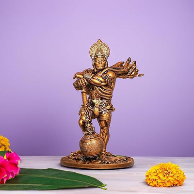 Handmade Lord Hanuman murti idol crafted from marble dust and resin, symbolizing strength and devotion, ideal for home, office, or altar.
