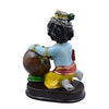 Handmade Lord Krishna Makhan Chor idol, crafted from resin with intricate detailing and vibrant colors, symbolizing joy and innocence