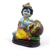 Handmade Lord Krishna Makhan Chor idol, crafted from resin with intricate detailing and vibrant colors, symbolizing joy and innocence