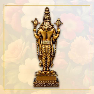 Handmade Lord Tirupati Balaji idol crafted from premium resin, featuring intricate details that capture the divine essence of the deity. Ideal for home, office, or altar placement
