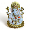Handmade marble Ganesha idol, beautifully crafted, depicting Lord Ganesha in a serene pose, ideal for home decor and spiritual blessings."
