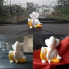Handmade marble Ganesha showpiece, 12x12 cm, 400g, perfect for car dashboard or home decor. Symbol of blessings and protection.
