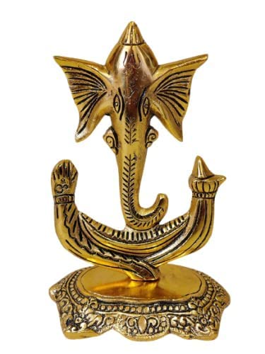 Handmade 15cm metal Ganesha idol, symbolizing wisdom and prosperity, perfect for home altars and office desks.