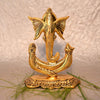 Handmade 15cm metal Ganesha idol, symbolizing wisdom and prosperity, perfect for home altars and office desks.