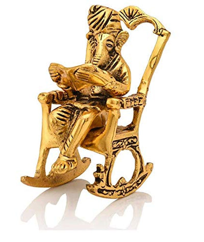 Handmade metal Ganesha showpiece, 13.97x6.1x6.35 cm, 450g, symbolizing wisdom and prosperity. Ideal for home decor, altar, or gifting.