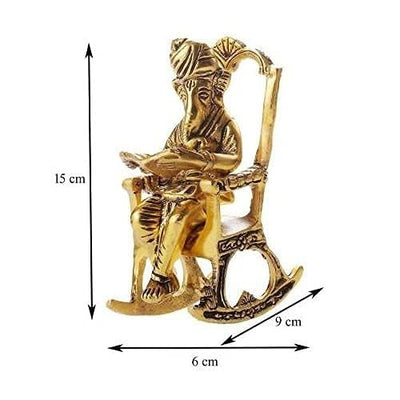 Handmade metal Ganesha showpiece, 16.5x6.4x6.4 cm, 550g, symbolizing wisdom and prosperity. Ideal for home decor, altar, or gifting.