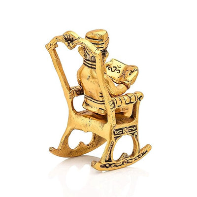 Handmade metal Ganesha showpiece, 16.5x6.4x6.4 cm, 550g, symbolizing wisdom and prosperity. Ideal for home decor, altar, or gifting.