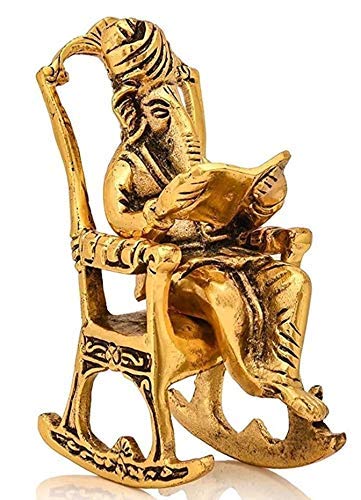 Handmade metal Ganesha showpiece, 16x6x6 cm, 350g, symbolizing wisdom and prosperity. Ideal for home decor, altar, or gifting.