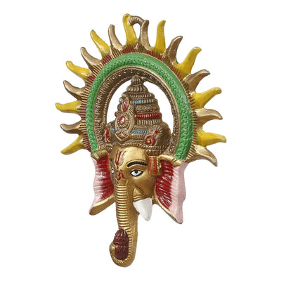 Handmade 240g metal Ganesha wall hanging, symbolizing wisdom and prosperity, perfect for home or office decor.