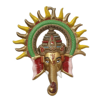 Handmade 240g metal Ganesha wall hanging, symbolizing wisdom and prosperity, perfect for home or office decor.