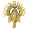 Handmade metal Ganesha wall hanging, ideal for altar or home decor, symbolizing blessings and positivity.