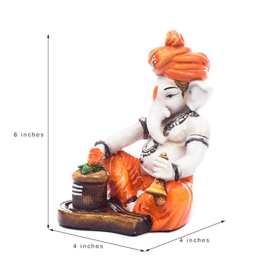 Handmade 300g Polyresin Ganesha idol for car dashboard or home altar, symbolizing wisdom, prosperity, and peace in Hinduism.
