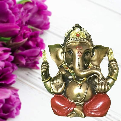 Handmade polystone Ganesha idol, symbolizing prosperity and wisdom, ideal for home decor and spiritual altars.