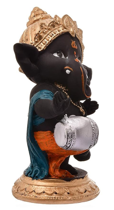 Handmade resin Ganesha idol, 600 grams, measuring 6.2x3x3 cm, symbolizing good luck, success, and prosperity, ideal for home altar or gifting."