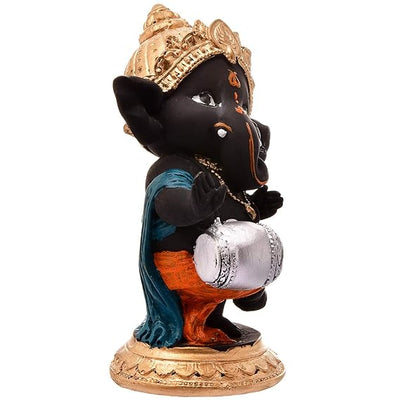 Handmade resin Ganesha idol, 600 grams, measuring 6.2x3x3 cm, symbolizing good luck, success, and prosperity, ideal for home altar or gifting."