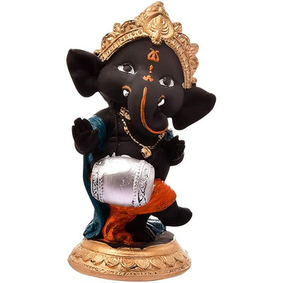 Handmade resin Ganesha idol, 600 grams, measuring 6.2x3x3 cm, symbolizing good luck, success, and prosperity, ideal for home altar or gifting."