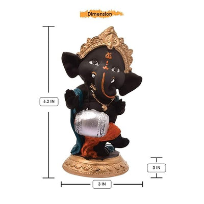 Handmade resin Ganesha idol, 600 grams, measuring 6.2x3x3 cm, symbolizing good luck, success, and prosperity, ideal for home altar or gifting."