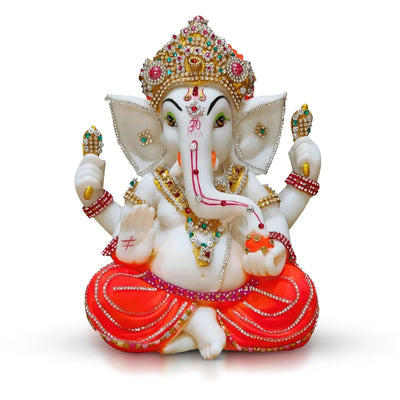Handmade resin Ganesha idol, 1000g, 23x15x23 cm, beautifully crafted for home decor, symbolizing wisdom and prosperity."