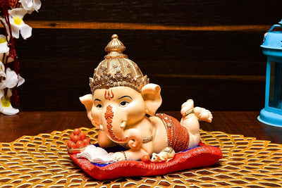 Handmade resin Ganesha idol, beautifully crafted showpiece symbolizing wisdom and prosperity, perfect for home decor