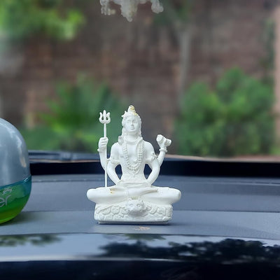 Handmade polyresin Shiva Murti, intricately designed idol of Lord Shiva, ideal for home, car, or altar, symbolizing tranquility and spirituality.