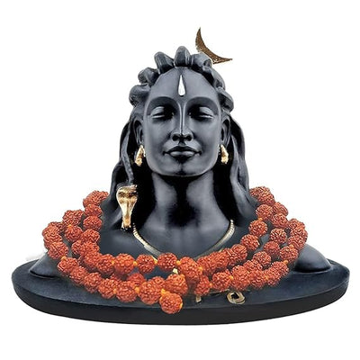 A handmade Shiva idol made from synthetic rubber, showcasing intricate details and vibrant colors, suitable for altars and home decor.