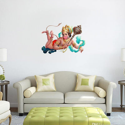Vibrant Hanuman peel and stick wall sticker, showcasing intricate details and rich colors, perfect for enhancing home decor.